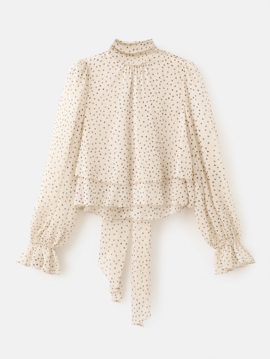 Mango Tops - Bow polka-dot blouse